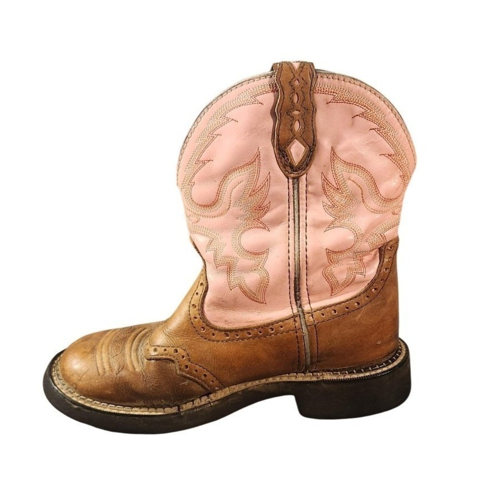 Justin Gypsy Boots Girls Size 9 Brown Pink Leather Western Embroidered Cowgirl